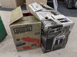 lot 51 image: Lot of (3) Cases of  Mobil 0W-40, Mobil Super SAE 5W-30, Mobil Synthetic LV ATF HP 1-qt. Bottles