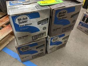 lot 79 image: Lot of (4) Cases of Mobil Super High Mileage Motor Oil SAE 5W-20 1-qt. Bottles
