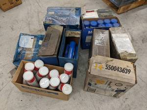 lot 94 image: Lot of (10) Cases of  Misc. Grease Cartridges - Lubriplate SFL-2, Chevron SRI Grease, Mobil Grease Unirex EP2, Mobil Mobilgrease XTC, Shell Aeroshell Grease 14, Lubriplate FGL-1, And More
