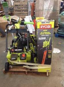 lot 3 image: PALLET OF ASSORTED RYOBI OUTDOORLAWNCARE TOOLS