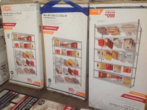 lot 24 image: Mixed pallet of shelving, that includes brands such as CLOSETMAID, HYLOFT AND HDX