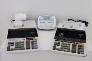 lot 21 image: (2) Sharp Calculators & P-Touch Label Maker