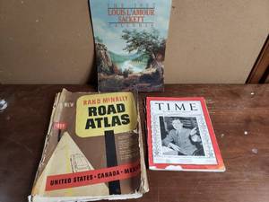 lot 28 image: Old Atlas, 1935 Time, 1987 Louis Lamour Sackett Calendar