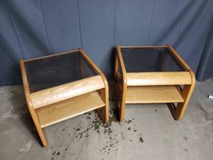 lot 68 image: 2 Glass Covered End Tables