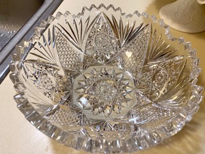 Lot of Four Pieces of Glassware Cut Glass, Crystal and Cake Plate