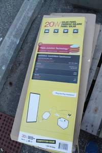 lot 7 image: Amorphous Solar Panel 20 Watts  15.6 Volts  1300 m A