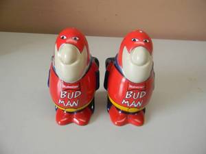 lot 3 image: VINTAGE BUD MAN SALT & PEPPER SHAKERS - LIKE NEW, NEVER USED - AWESOME - SEE PICTURES
