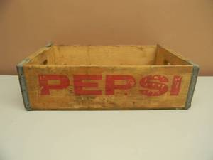 lot 41 image: VINTAGE PEPSI-COLA WOOD CRATE  - JONESBORO ARK. - RED PEPSI - RARE - SEE PICTURES