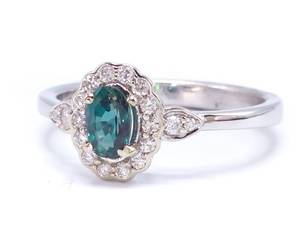 Rare  Natural Color Changing Alexandrite and Diamond Estate Ring in 14k White Gold VIDEO