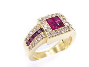 Spectacular Natural Ruby and Diamond Estate Ring in Heavy 18k Yellow Gold - $9,400 VIDEO