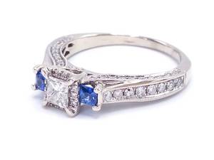 Gorgeous Tacori Antique Styled Diamond and Tanzanite Estate Ring in 14k White Gold - $4,750 VIDEO