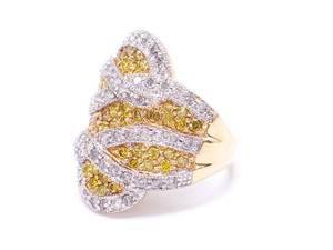 2 Carats of Stunning Fancy Yellow and White Diamond Estate Ring in 14k Yellow Gold - $5000 VIDEO
