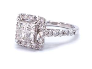 Brilliant 1.46 Carat Diamond Halo Estate Ring in 14k White Gold - $4595 VIDEO