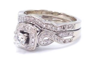 Desirable 1.40 Carat Diamond Wedding Set in 14k White Gold - $5500