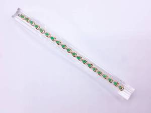 Gorgeous 4.2 Carat Natural Colombian Emerald and Diamond Estate Bracelet in 14k Yellow Gold - $5200