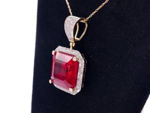 Vibrant Ruby and Diamond Estate Pendant in Yellow Gold