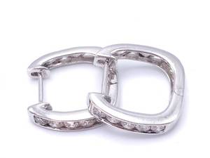 Upscale .40 Carat Diamond Estate Huggie Earrings in 14k White Gold
