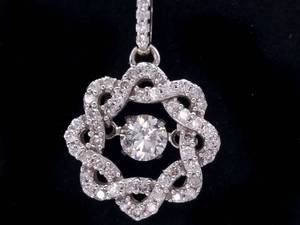 Brilliant 1 Carat Dancing Diamond Estate Necklace in White Gold - $1999