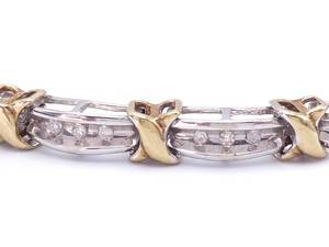 Ladies Diamond Estate Tennis Bracelet in Two-Tone Gold - $1599