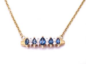 Delightful Natural Blue Sapphire and Diamond Ladies Estate Necklace in 14k Yellow Gold - $3125
