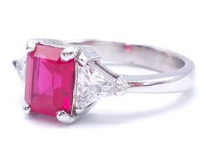 Stunning Ruby Estate Ring in 14k White Gold