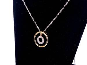 Elegant Double Circle Diamond Estate Necklace in 14k Two-Tone Gold - $1850