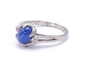 Beautiful Star Sapphire and Diamond Estate Ring in White Gold