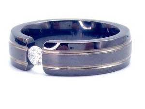 Tungsten Steel Floating Diamond Estate Ring