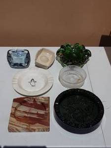 lot 14 image: Marble & Colored Glass Ash Trays