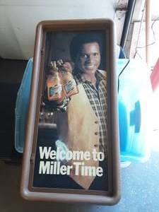 lot 23 image: Miller Time Lighted Beer Sign (May Need Bulbs)