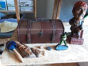 lot 48 image: Pirate Statue, Treasure Chest, More