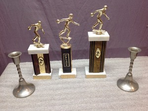 lot 46 image: Trophies & Pewter Candleholders
