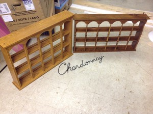 lot 118 image: Wood Display Units & Chardonnay Metal Sign