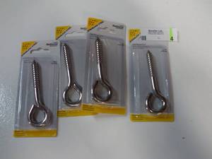 lot 4 image: National Hardware 38-in x 4-12-in Stainless Steel Eye-Head Exterior Lag Screw N197244 (Qty 4)-Not used