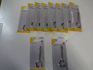 lot 8 image: National Hardware 516-in x 4-in Stainless Steel Plain Eye Bolt N422475 (Qty 10)-Not used
