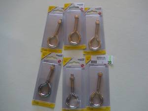 lot 20 image: National Hardware 38-in x 4-in Stainless Steel Plain Eye Bolt N422481 (Qty 6)-Not used
