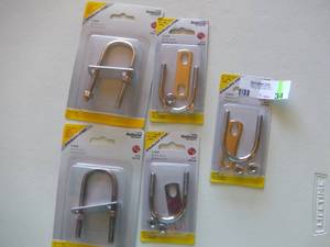 lot 34 image: National Hardware 1 Count 1.375-in W x 2.23-in L x 516-in Dia Stainless Steel U-Bolt N422580 (Qty 3), & 1 Count 1.375-in W x 3.48-in L x 516-in Dia Stainless Steel U-Bolt N422587 (Qty 2)