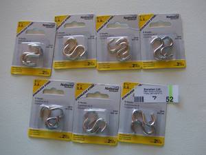 lot 52 image: National Hardware Steel S-Hook (2-Pack) N197186 (Qty 7)-Not used