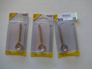 lot 50 image: National Hardware 14-in x 3-34-in Stainless Steel Eye-Head Exterior Lag Screw N197228 (Qty 3)-Not used