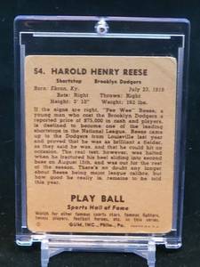 lot 4 image: 1941 Play Ball GUM, INC.Baseball Card Harold Henry Pee Wee Reese
