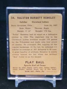lot 3 image: 1941 Play Ball GUM, INC.Baseball Card Ralston Hemsley