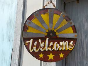 Metal Windmill Welcome Hanging Dc...