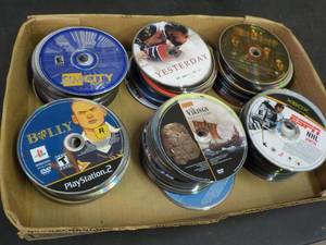 210 or so CDs, DVDs, Audio Books an...