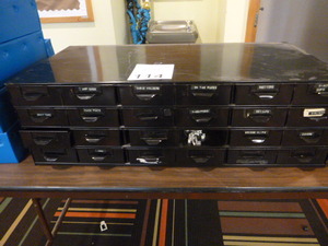 Black Metal Parts Cabinet