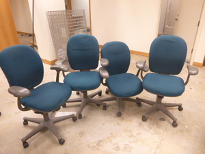 4 Green Rolling Office Chairs