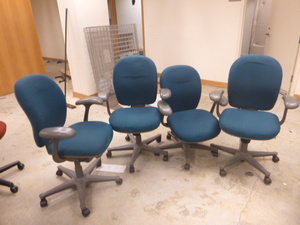 4 Green Rolling Office Chairs