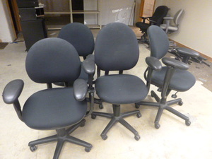 4 Black Rolling Office Chairs