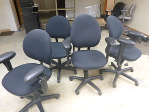 4 Black Rolling Office Chairs