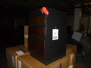 8 Black Metal with Wood Front 3 Drawer File Cabinets