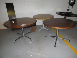 3 Wood Top Round Tables